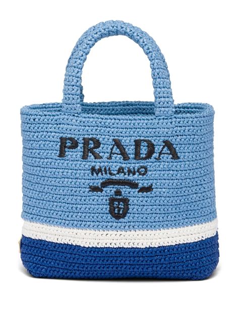 prada tropico tote bag|Celeste/blue Small raffia tote bag .